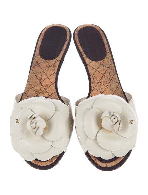 chanel camellia sandals|chanel camellia slide sandals.